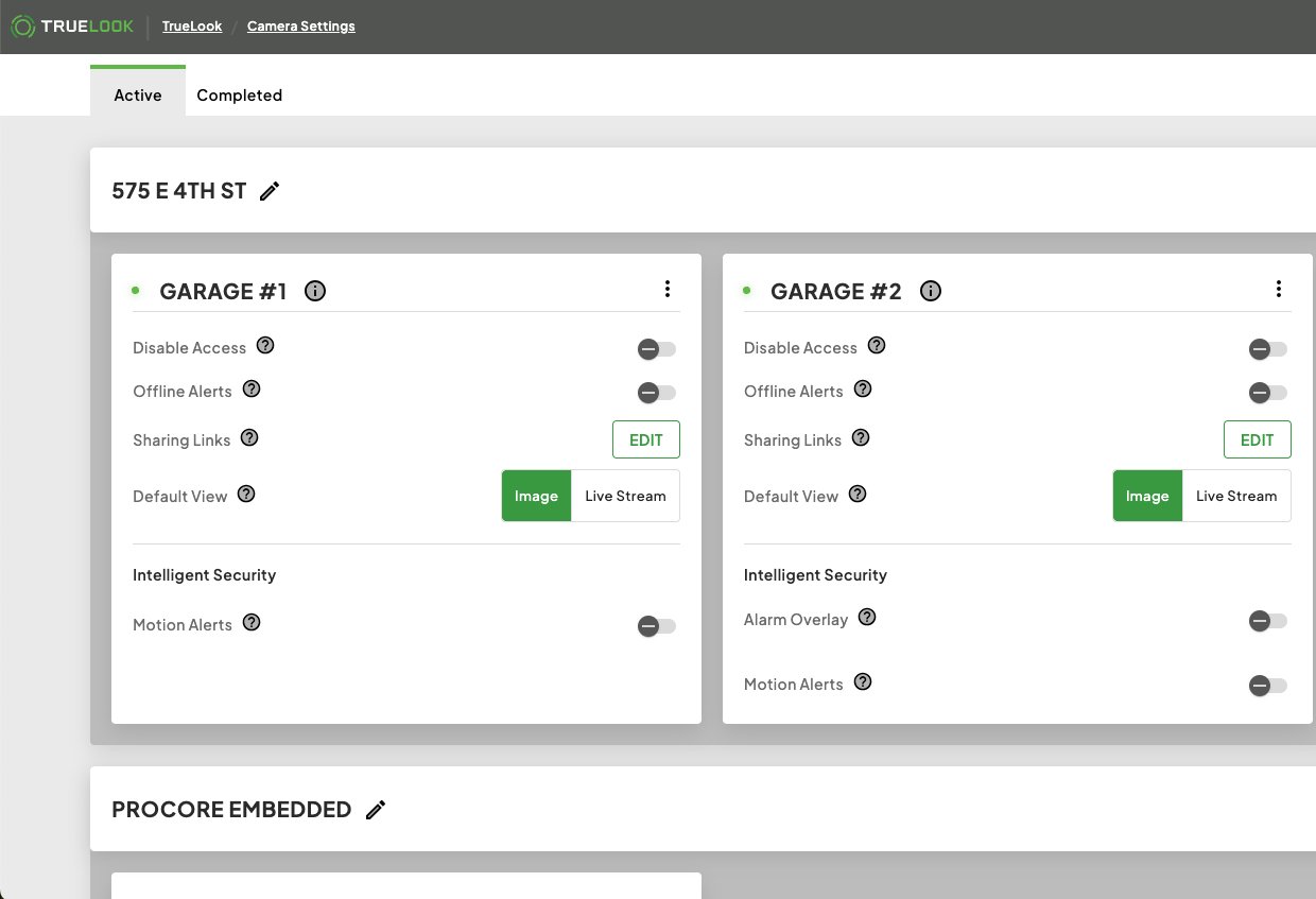 Camera Settings Page
